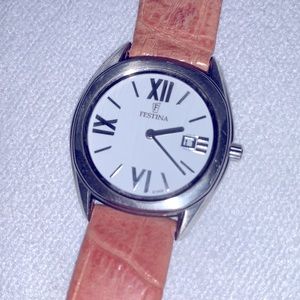 Festina leather strap watch